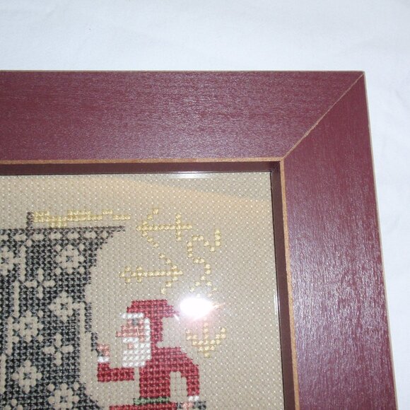 Sailing Santa Prairie Schooler Cross Stitch Completed Framed Wall Art Gift Rusti - Picture 9 of 11